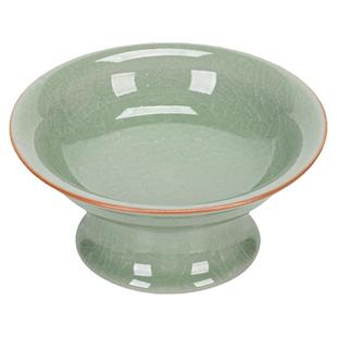 复古陶瓷哥窑围炉高脚盘中式禅意碟子茶点盘干果瓜子摆放供佛果盘