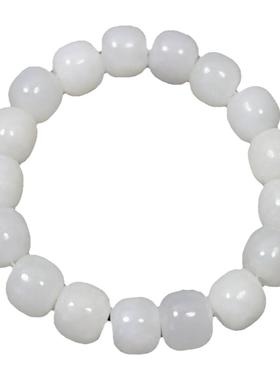 新疆和田玉手串老型珠羊脂白玉