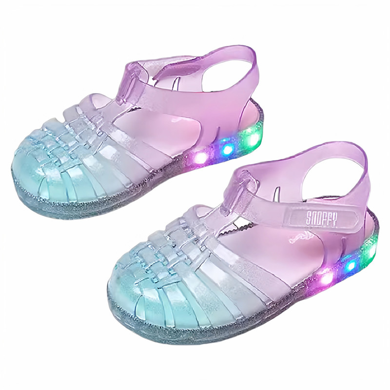 斯纳菲女童闪灯果冻凉鞋