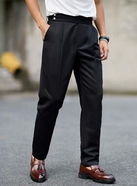 S 54916 Elastic Waist Slim Fit Straight Leg Pants 松紧腰修身