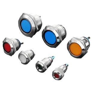 LED金属信号指示灯两插接针脚6-25mm电源工作圆形微小型6v12v24v