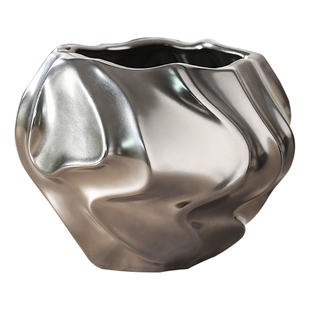 高级金属感陶瓷花盆异形简约家居室内装饰盆栽蝴蝶兰花专用绿植盆