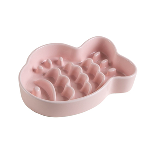 Petdebby鲷鱼烧猫盘子猫碗慢食碗陶瓷食盆防噎宠物缓食盆猫咪饭盆