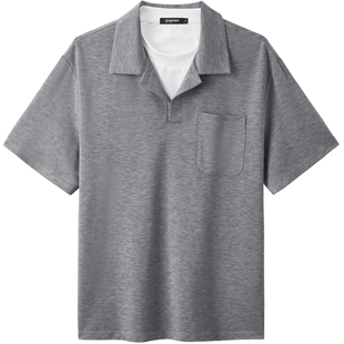 gxgjeans男装 假两件含氨纶垂感舒适休闲翻领短袖polo衫 26夏新品