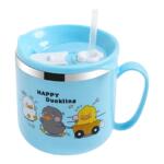 304不锈钢卡通儿童水杯带盖牛奶吸管杯家用带刻度防摔耐用