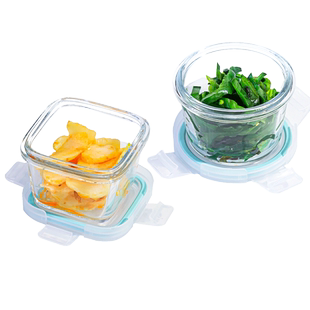 玻璃咸菜碗上班族带饭小菜水果保鲜盒可微波炉加热饭盒套装调料碗