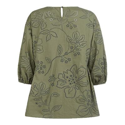 sdeer气质上衣镂空V领泡泡袖小衫