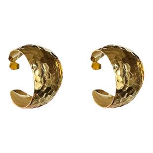 欧美时髦夸张金属质感耳圈复古港风气场休闲时髦耳环C圈金色耳饰