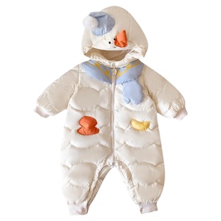 婴儿羽绒服连体衣宝宝鹅绒衣服冬季加厚保暖婴幼儿外出服冬装爬服