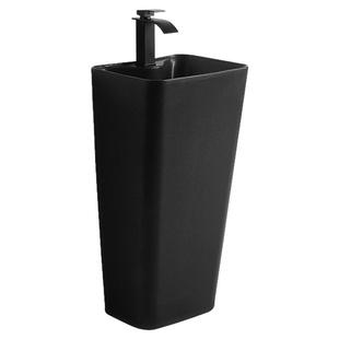 黑色陶瓷立柱盆一体落地式洗手台盆户外洗脸盆艺术复古卫生间水槽