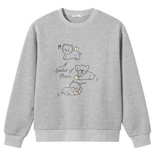 【西高地联名】热风2025年冬季新款女士软萌感印花卫衣童趣减龄