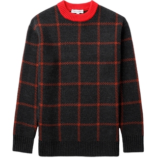 IT JW Anderson女装格纹圆领针织衫新款复古质感拼色毛衣W1040XL