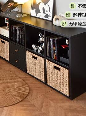 YDD库比克书架黑色落地儿童书柜自由组合格子柜钢制幼儿园8格柜