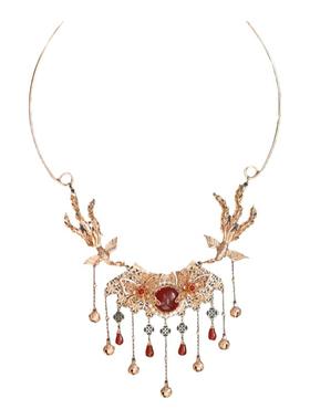 清风集原创古风凤凰和鸣璎珞项圈汉服旗袍国风红色新年节日项链