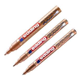 德国edding铜色工业油漆笔防水不掉色补色马克笔铜管修补描色笔明星签名笔汽车补漆笔0.8 1.0 2.0mm