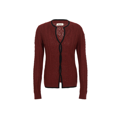 Howwell 25AW 镂空针织肌理 纽结造型设计感短外套