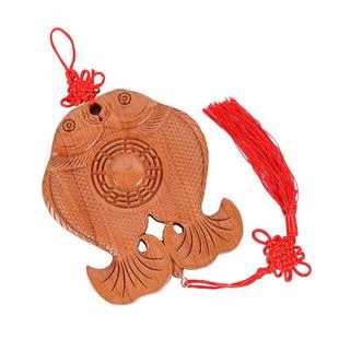 桃木富贵鱼八卦镜挂件解决穿堂风问题大门对大门窗户阳台开门漏财