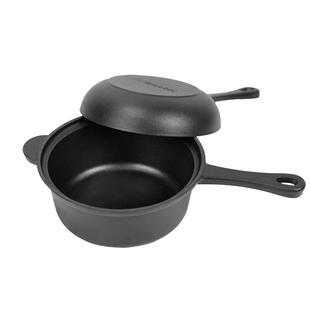 小幸福铸铁18cm两用锅无涂层不生锈珐琅锅厨房两用煎锅小汤锅奶锅