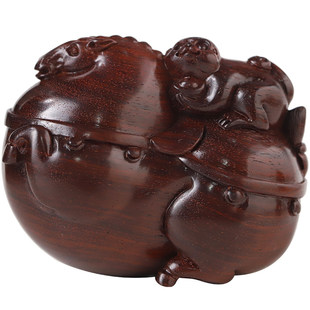 印度小叶紫檀木雕生肖马年手把件马上封侯桌面高端桌面摆件手工雕