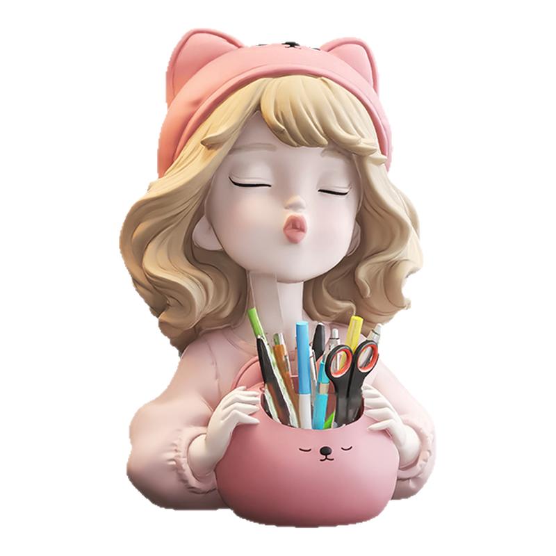 可爱女孩笔筒实用生日礼物