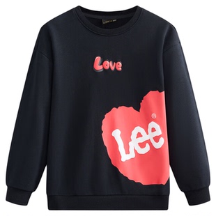 lee kids童装圆领卫衣春秋新款男童女童爱心休闲百搭简约长袖上衣