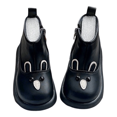 女童加绒短靴2025冬季新款女宝二棉加绒保暖皮靴儿童卡通公主棉靴