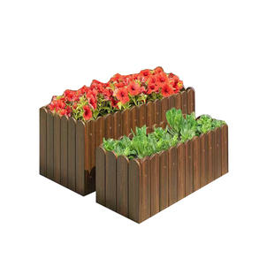 户外防腐木碳化加厚种植箱实木阳台庭院长方形花槽花盆养花种菜