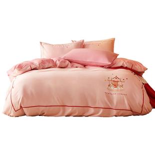 水星家纺60支长绒棉磨毛三/四件套全棉A类抗菌套件儿童卡通床品