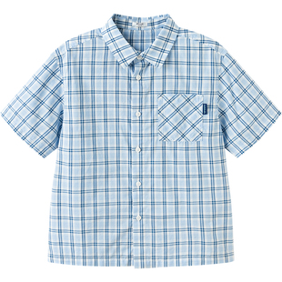 巴拉巴拉男童短袖衬衫大童纯棉格子衬衣夏装2026新款童装儿童上衣