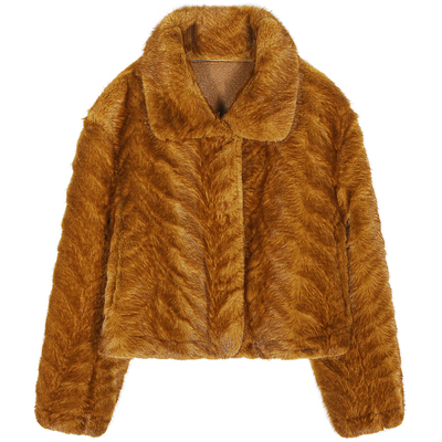 今屿花花仿皮毛一体毛毛外套女