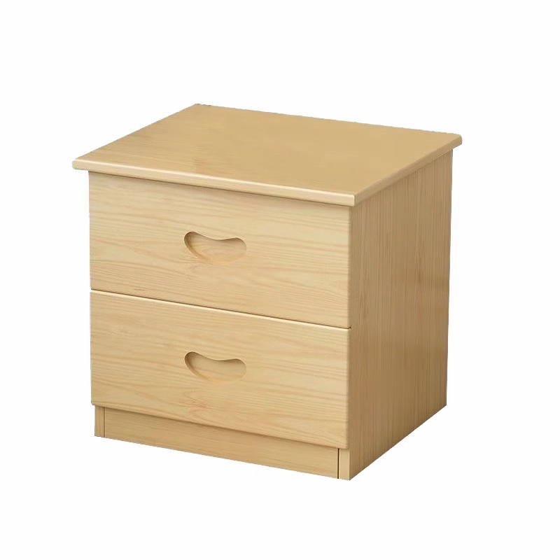 松木实木床头柜家用双抽屉床边柜收纳柜置地柜储物简易组装款柜子