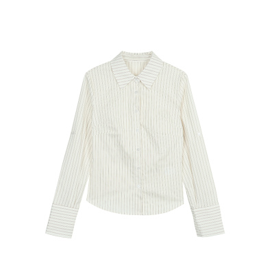 NEVA HU Office Siren 通勤条纹衬衫女高智感衬衣气质修身上衣