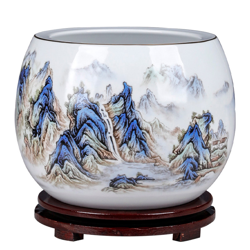 千里江山旺财聚宝盆摆件水盆水缸