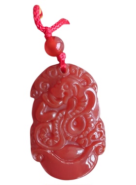 红玛瑙十二生肖吊坠项链挂件饰品
