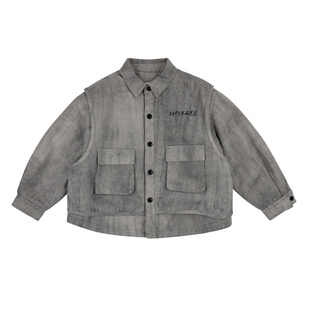 Jimmy妈童装【风度温度】冬季新款儿童脏脏灰薄棉衬衫式棉服外套