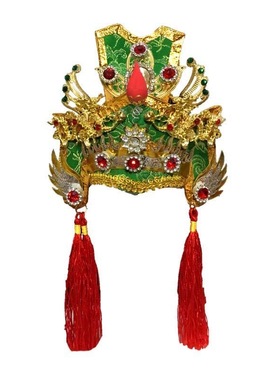 神像帽子台版关公盔帽菩萨帽合金提花锦缎帽神像装饰帽子佛具用品