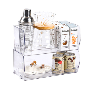 桌面收纳盒厨房亚克力透明咖啡储物盒ins宿舍面膜可叠加置物架大