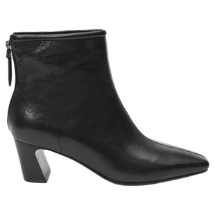 UDV打蜡羊皮时尚短靴女2025秋季新款高跟单靴小方头炸街瘦瘦靴