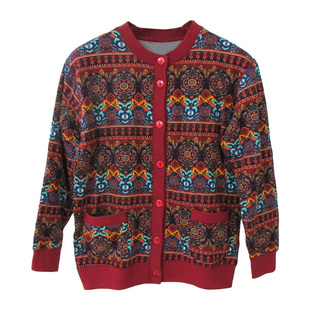 我彩2023桑蚕丝棉袄女开衫加厚保暖中老年外套妈妈奶奶装秋冬棉衣