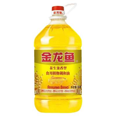 金龙鱼花生浓香型5L*1/4桶食用植物调和油家用桶装整箱官方正品