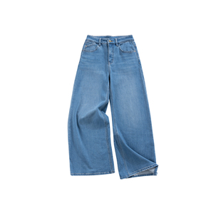 晶咕白标DADATATA【纽约午后】复古丹宁水洗牛仔阔腿裤女微喇裤子