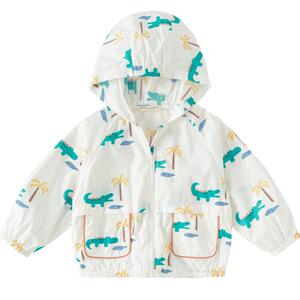戴维贝拉男童防晒衣夏季轻薄儿童防晒服恐龙印花连帽外套童装