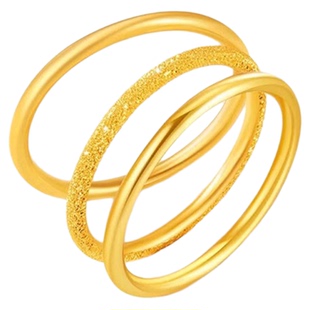 镀黄金戒指足银999素圈纯银情侣对戒实心古法满天星尾戒简约闭口