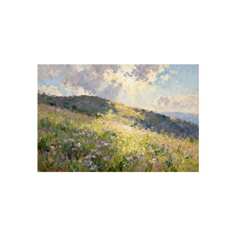 可班手绘油画山花启运横版装饰画