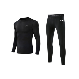 李宁跑步运动套装儿童秋冬紧身衣训练服男童篮球服打底体能速干衣