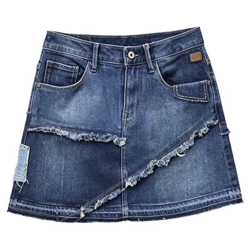 ABLEJEANS拼接口袋牛仔A字短裙