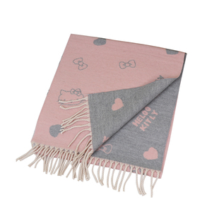 儿童仿羊绒围巾 冬新款加厚保暖女孩女童流苏披肩时尚猫双面围脖