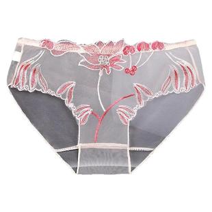 HOME性感蕾丝内裤女全透明低腰无痕透气网纱刺绣激情火辣女士高腰