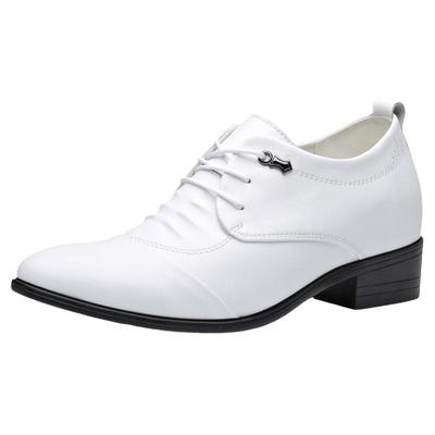 高品质推荐白色皮鞋隐形增高鞋