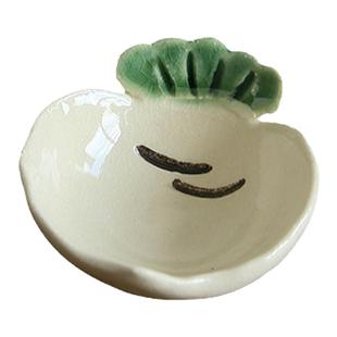 现货日本进口美浓烧手工蔬菜造型珍味皿迷你小盘碟蘸料碗粗陶摆件